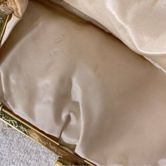 Vintage Cream Leather Mini Purse Clutch Wristlet - Picture 12 of 14